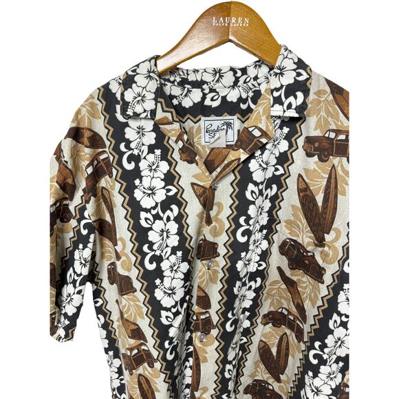 Vintage Paradise Style Hawaiian Button Up Shirt USA Made Short Sleeve Mens Large - Picture 7 of 8